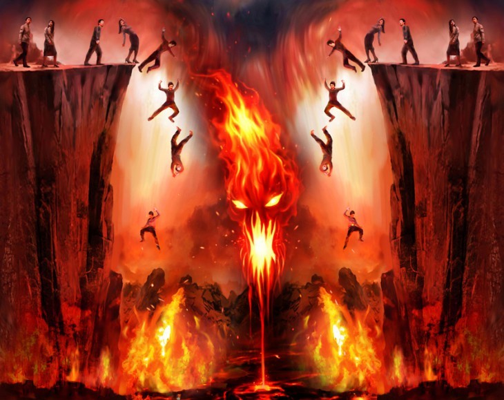 Создать мем: котел в аду, царящие в аду 2005, геенна огненная ад