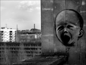 Create meme: chernobyl, graffiti on the wall, graffiti is