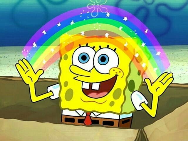 Create meme: spongebob rainbow, meme spongebob , meme spongebob imagination