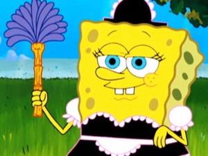 Создать мем: тест на психику попробуй не засмеяться, спанч боб ух, spongebob в платье бабушки