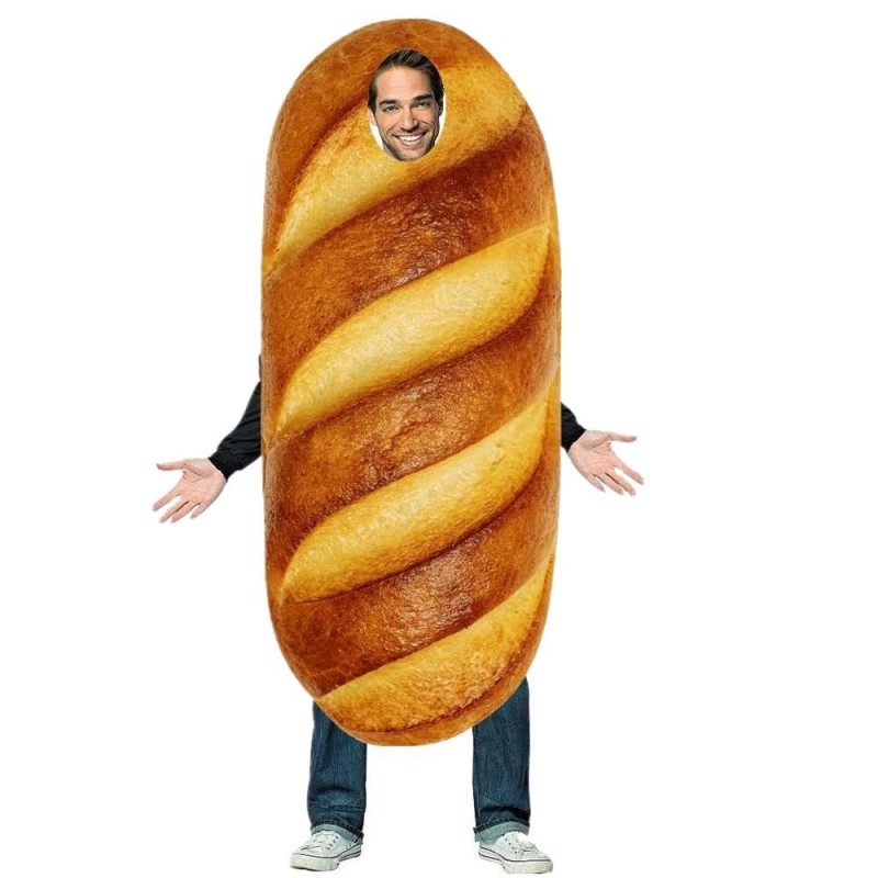 Create meme: a hot dog costume for a man, bun costume, The loaf costume