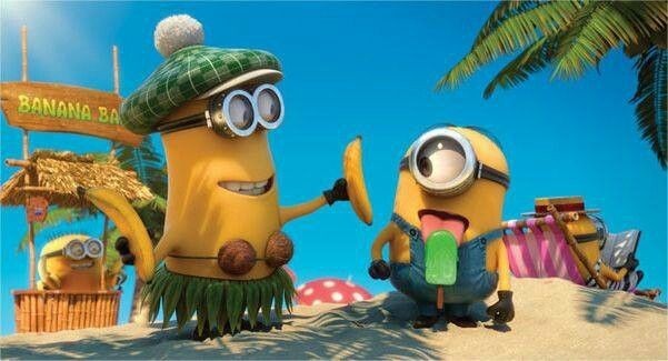 Create meme: minions cartoon 2015, minions on vacation, banana minion