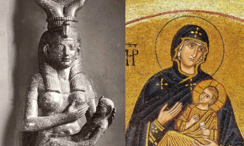 Create meme: the virgin, Theotokos Hodegetria, Isis and the Virgin