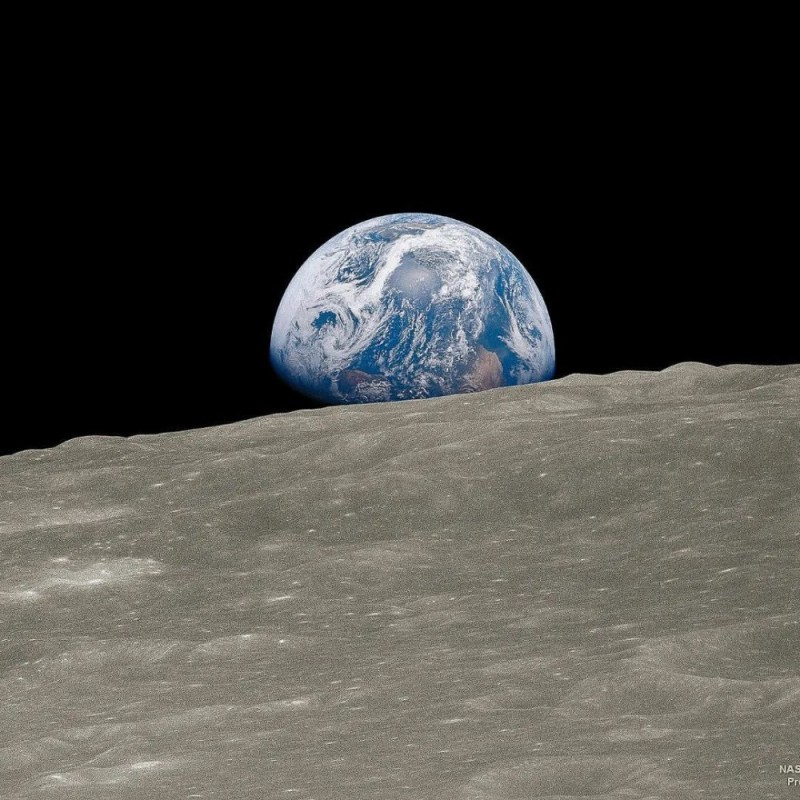 Create meme: view of the earth from the moon, The Rising of the Earth by William Anders 1968, moon earth