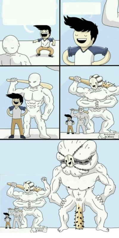 Create meme: meme monster with a club, jokes comics, comics 