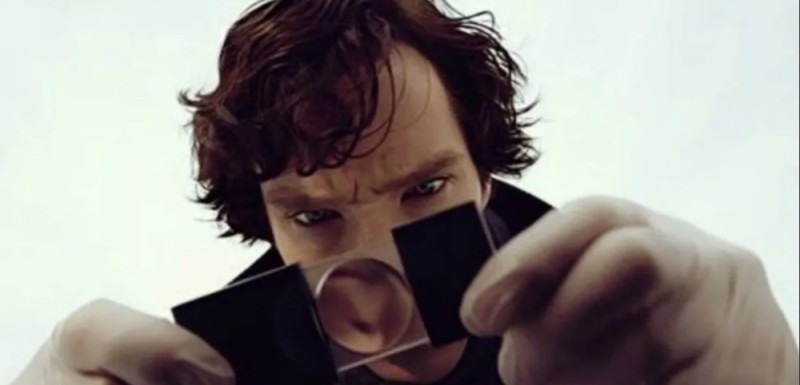Create meme: Sherlock , Sherlock Holmes , Sherlock Holmes Cumberbatch with a magnifying glass