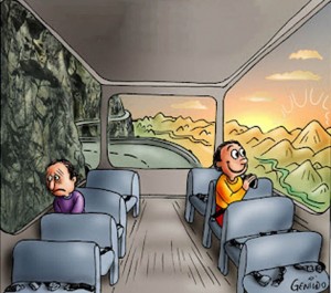 Create meme: cartoon, bus, people on the bus