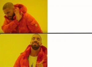 Create meme: Drake hotline bling, the Negro in the orange jacket, template meme with Drake
