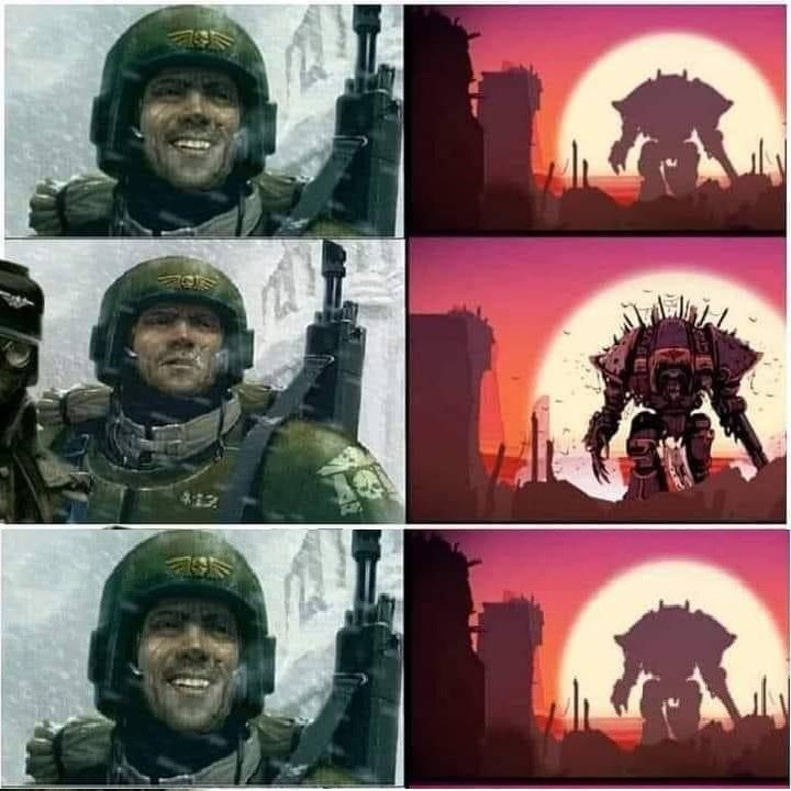 Create meme: warhammer memes, The warhammer guard, warhammer 40,000 imperial guard helmet