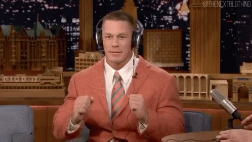 Create meme: John Cena , fifty fifty cupid john cena, John Cena dances with headphones on