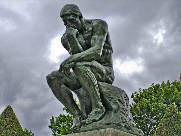 Create meme: the sculpture the thinker, the statue of the thinker by Rodin, sculpture thinker michelangelo