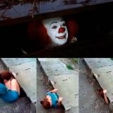 Create meme: The clown in the sewer