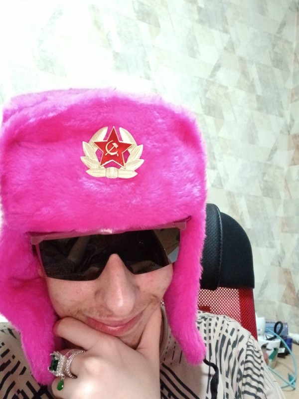 Create meme: ushanka , pink ushanka hat, pink earflaps