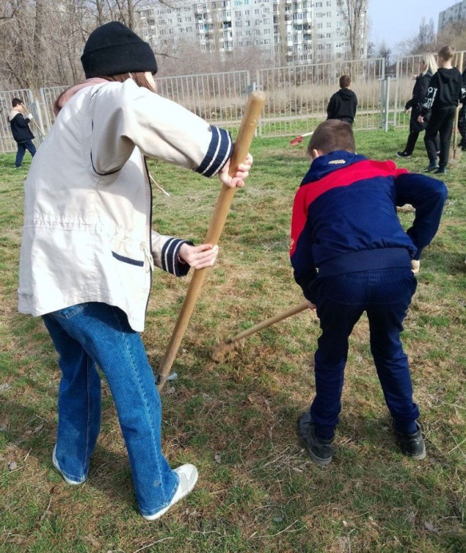 Create meme: clean-up day with children at school, citywide clean-up day, on Saturday