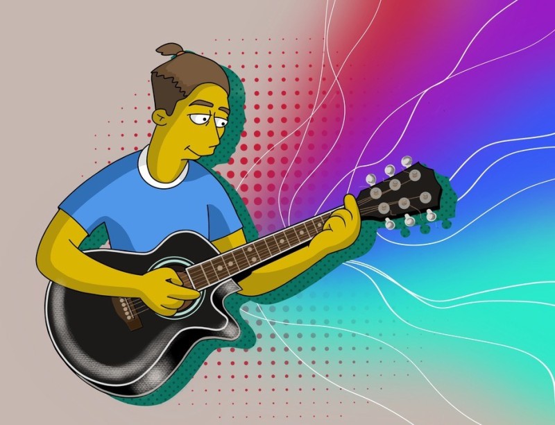 Create meme: The simpsons guitarist, the simpsons , The simpsons larlin lampkin