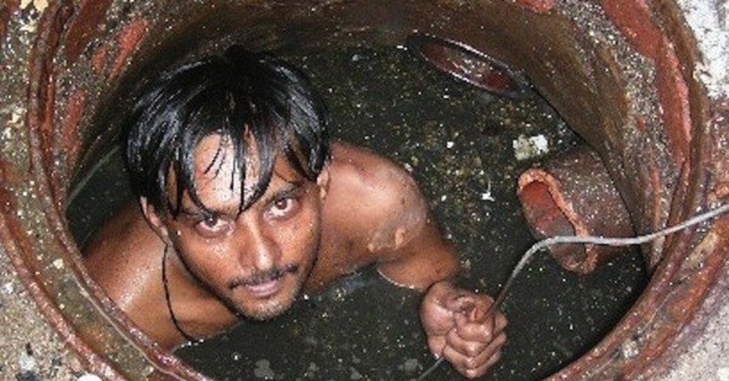 Create meme: the sewer cleaner in India, The man in the sewer, Kaka Ricardo