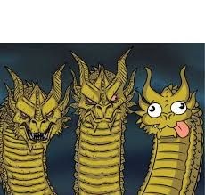 Create meme: the three heads of the dragon meme, three-headed dragon meme