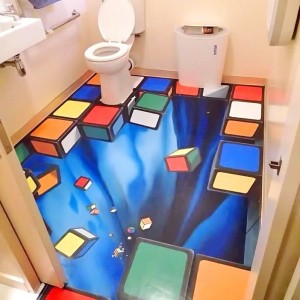 Создать мем: 3д рисунки на полу в туалете, 3 d пол в туалете, туалет дизайн