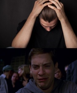 Create meme: Parker cries, man crying meme, Tobey Maguire crying