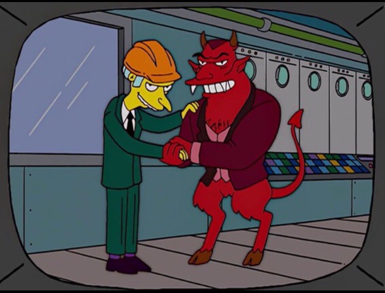 Create meme: The Simpsons Detective, Mr. Burns is the devil, Willie the Simpsons