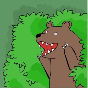 Create meme: meme bear from the bushes, bear out of the bushes, the bear yells out of the bushes