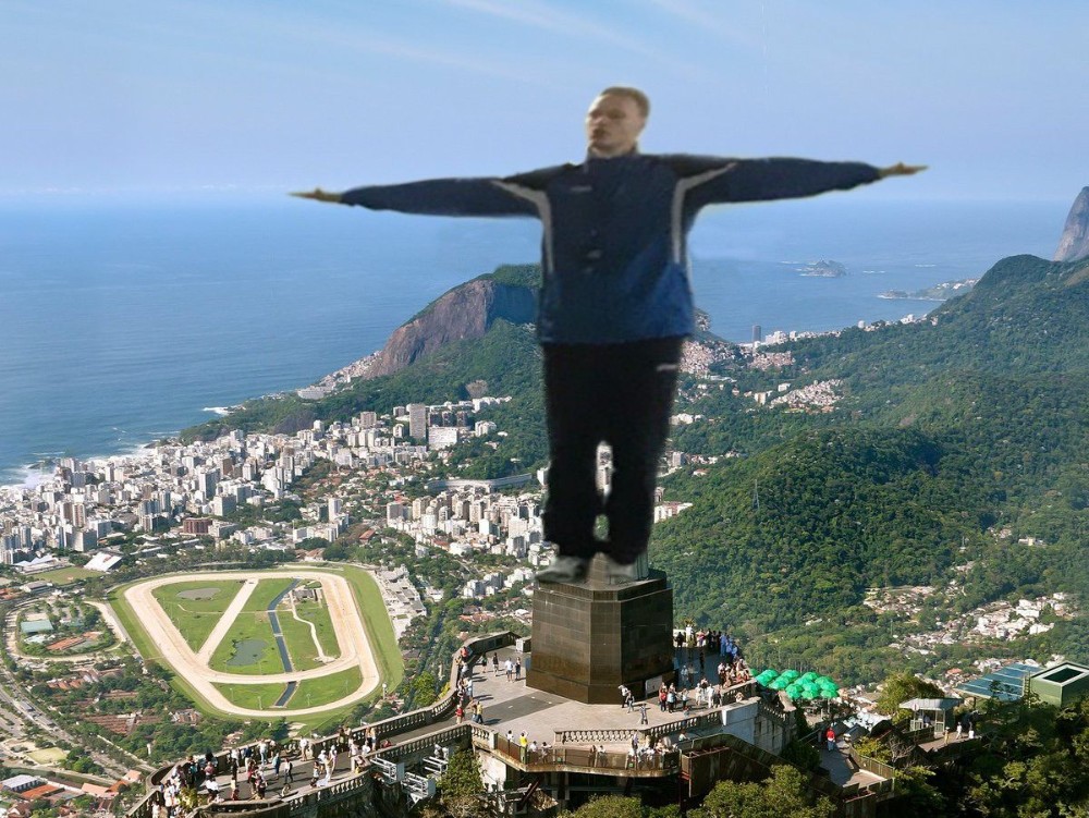 Create meme "the statue of Christ the Redeemer Rio de Janeiro, the