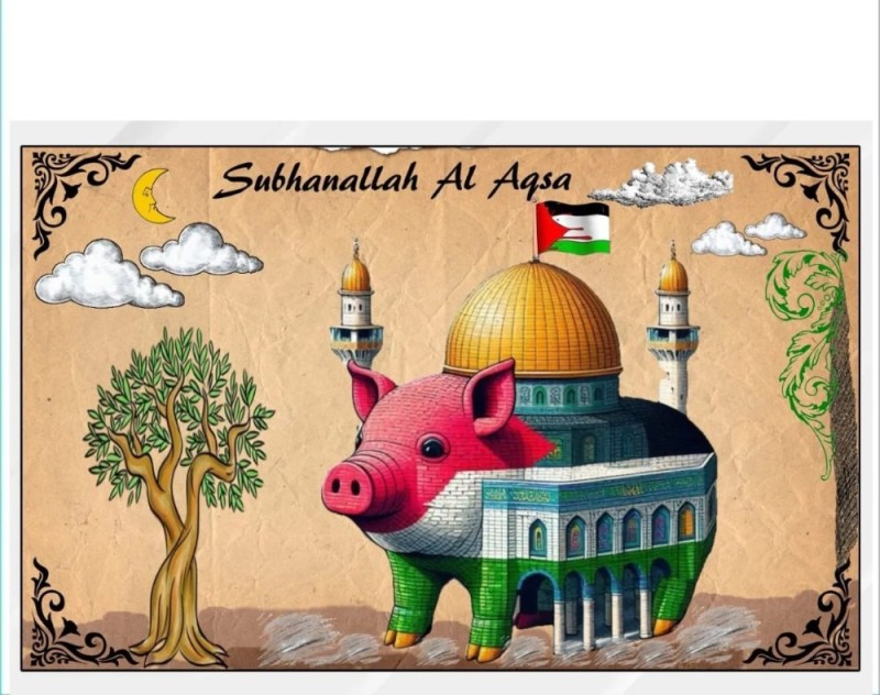 Create meme: The pig is a Muslim, Muslim, drawings on a Muslim theme