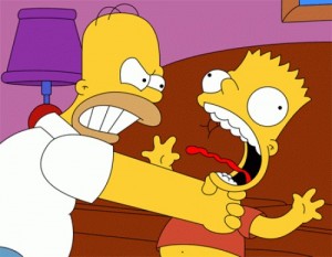 Create meme: Homer, Homer Simpson, the simpsons Homer strangling Bart