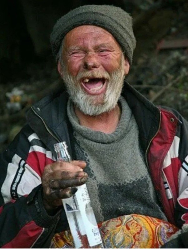 Create meme: homeless , the laughing bum, A homeless man with a bottle
