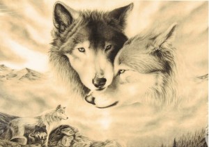 Create meme: wolf, wolves couple