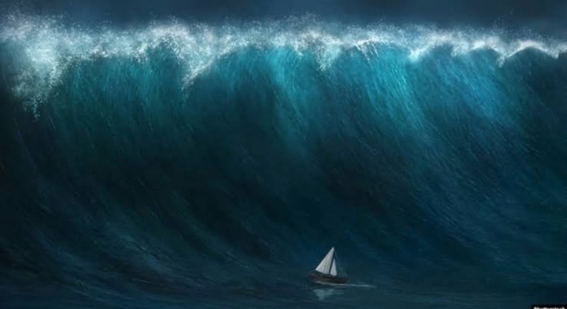 Create meme: huge waves, 2012 tsunami wave, sea ocean waves storm tsunami