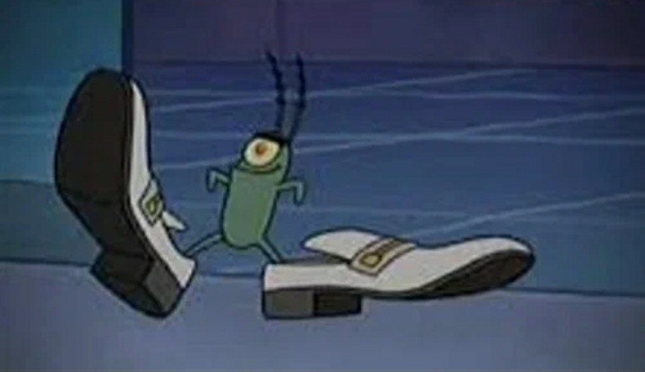 Create meme: bob sponge, shoes , plankton - "i don't know, i never thought i'd get this far."