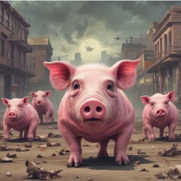 Create meme: big pig, piggery of pigs, pigs funny