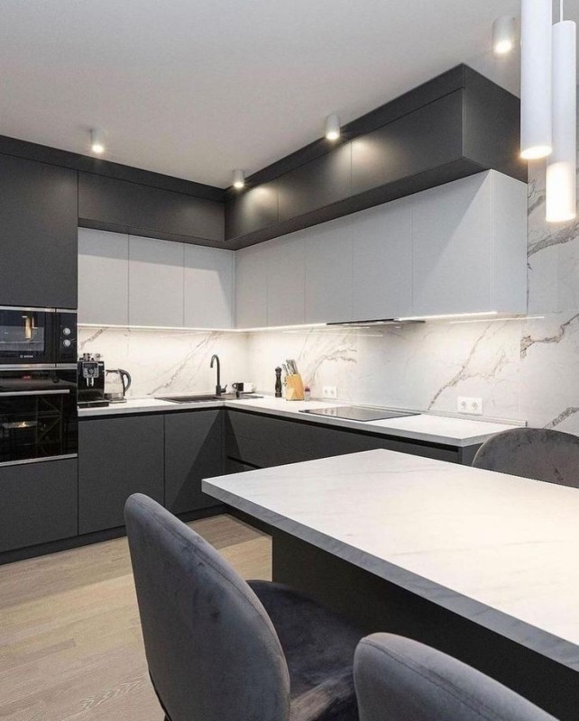 Create meme: grey kitchen in a modern style, high-tech kitchen, kitchens in a modern style