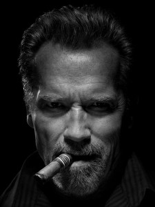 Create meme: portrait of a man, Arnold Schwarzenegger with a cigar, Schwarzenegger with a cigar