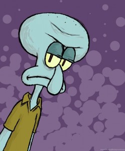 Create meme: squidward smiles, spongebob and squidward, squidward