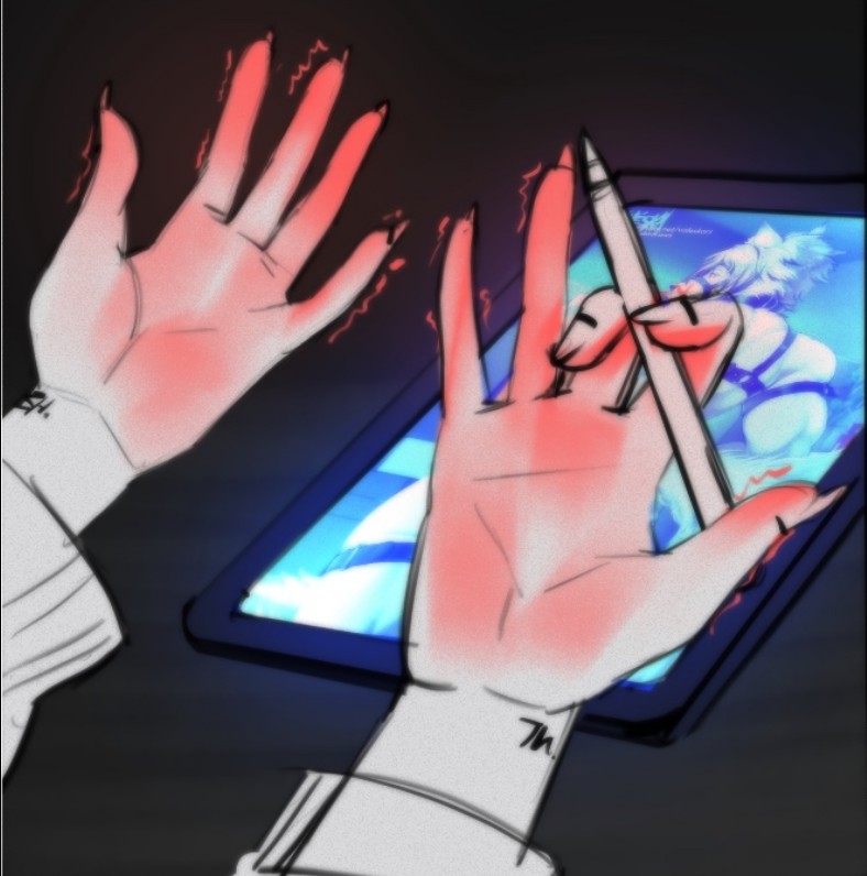 Create meme: figure , a graphic tablet with a brush, drawing hands