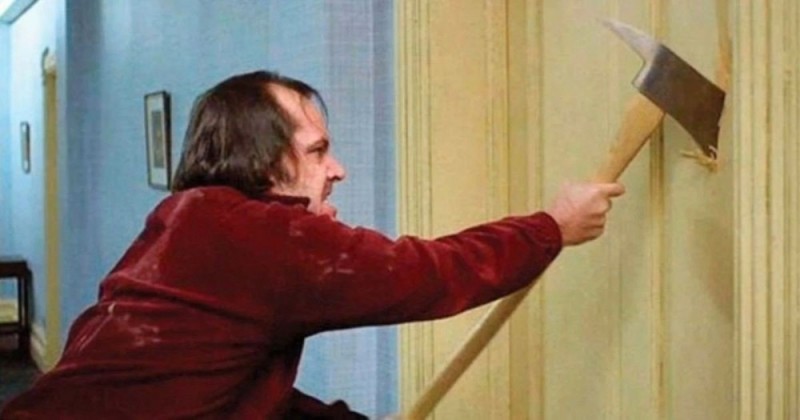 Create meme: the shining Stephen king, meme the shining with an axe, the shining with an axe