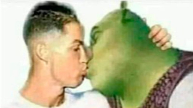 Create meme: Cristiano Ronaldo , Ronaldo , Shrek and Ronaldo kiss