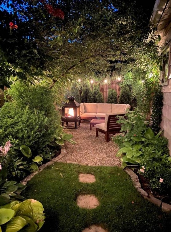 Create meme: secluded places in the garden, yard arrangement, lighting of a suburban area