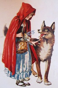 Create meme: illustration for the fairy tale little red riding hood, the tale of little red riding hood, illustration of little red riding hood