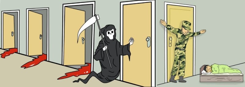 Create meme: meme death with a scythe and doors, meme the grim Reaper, death is knocking at the door