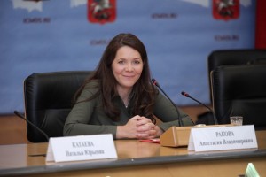 Create meme: the Deputy mayor of Moscow, press conference, Anastasia Rakova