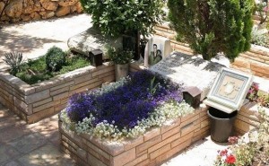 Create meme: flower garden in blue tones, flower garden, flowerbed in the shade