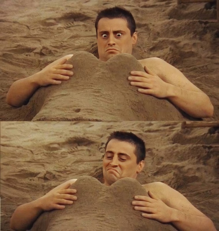 Create meme: joey, the first person, meme sand