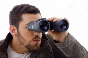 Create meme: man look, binoculars, camera
