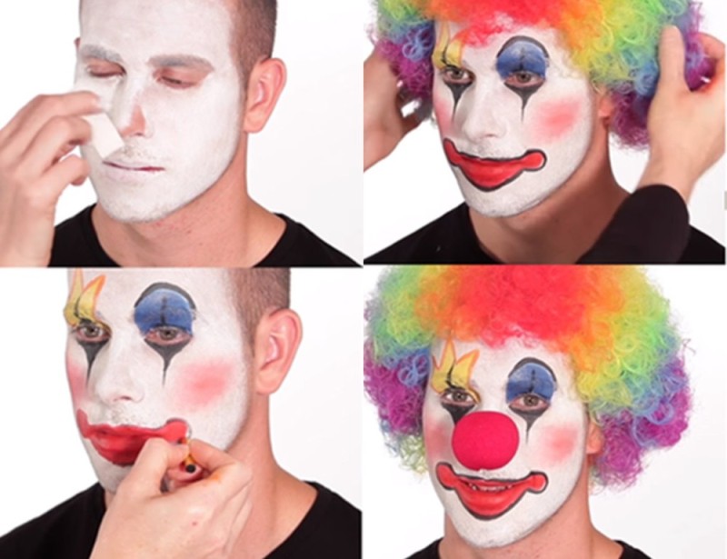 Создать мем: парень красится в клоуна, клоун макияж мем, грим для стрима клоун