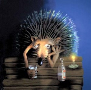 Create meme: hedgehog goes to the fog picture, day drunk hedgehog, a drunken hedgehog