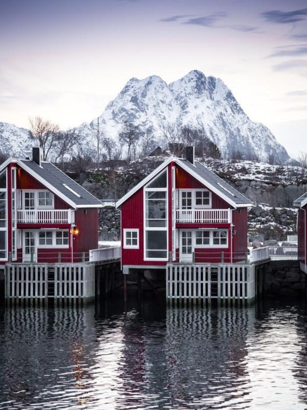 Create meme: Norway Lofoten Islands red house, Norwegian houses, Norway at home