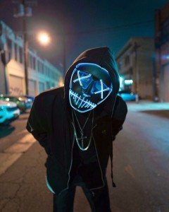 Create meme: people in neon masks, neon mask, man hooded mask neon